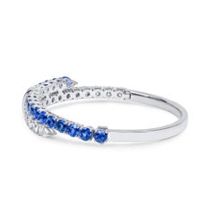 Natural 11.25 Ct. TW Vivid Blue Sapphire & Diamond Bangle, 18K White Gold