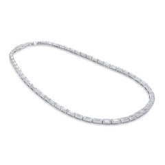 Natural 11.26 Ct TW Baguette-Cut Diamond Necklace 18K White Gold