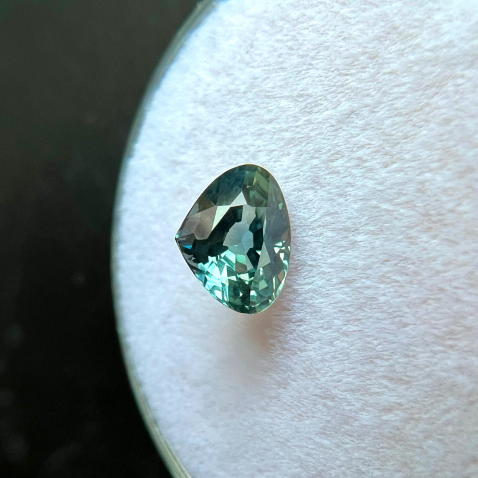 Nature 1.12ct Green Blue Sapphire Untreated GIA Certified Unheated Pear Cut VS Neuf - En vente à Birmingham, GB