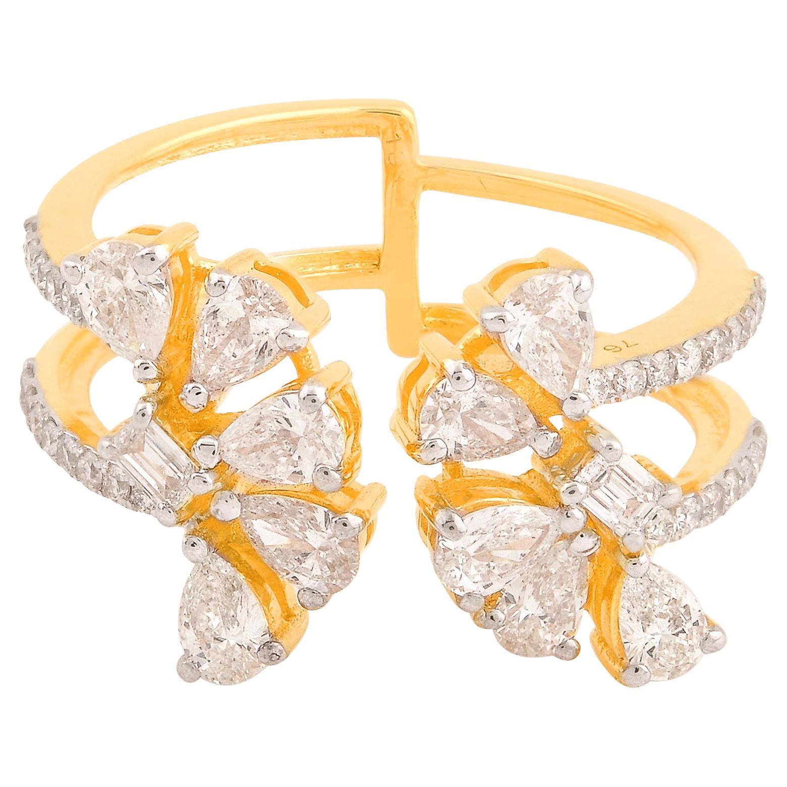 Anello da polso con diamante naturale a pera da 1,13 carati in oro giallo massiccio 18k Gioielli fatti a mano