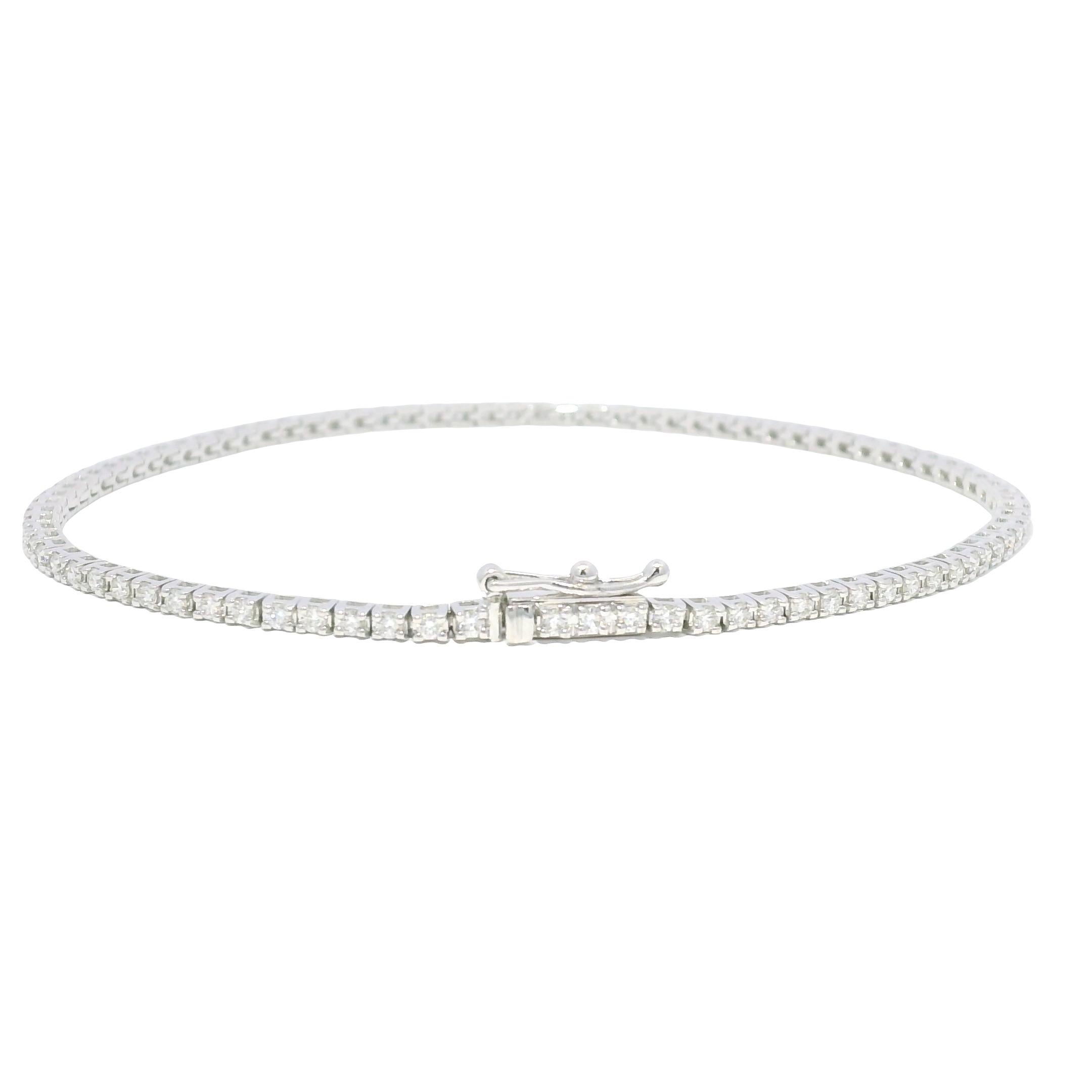 Natürlicher 1,13 Karat runder Brillant Diamant 18-Karat Tennisarmband Vorrätig Damen im Angebot