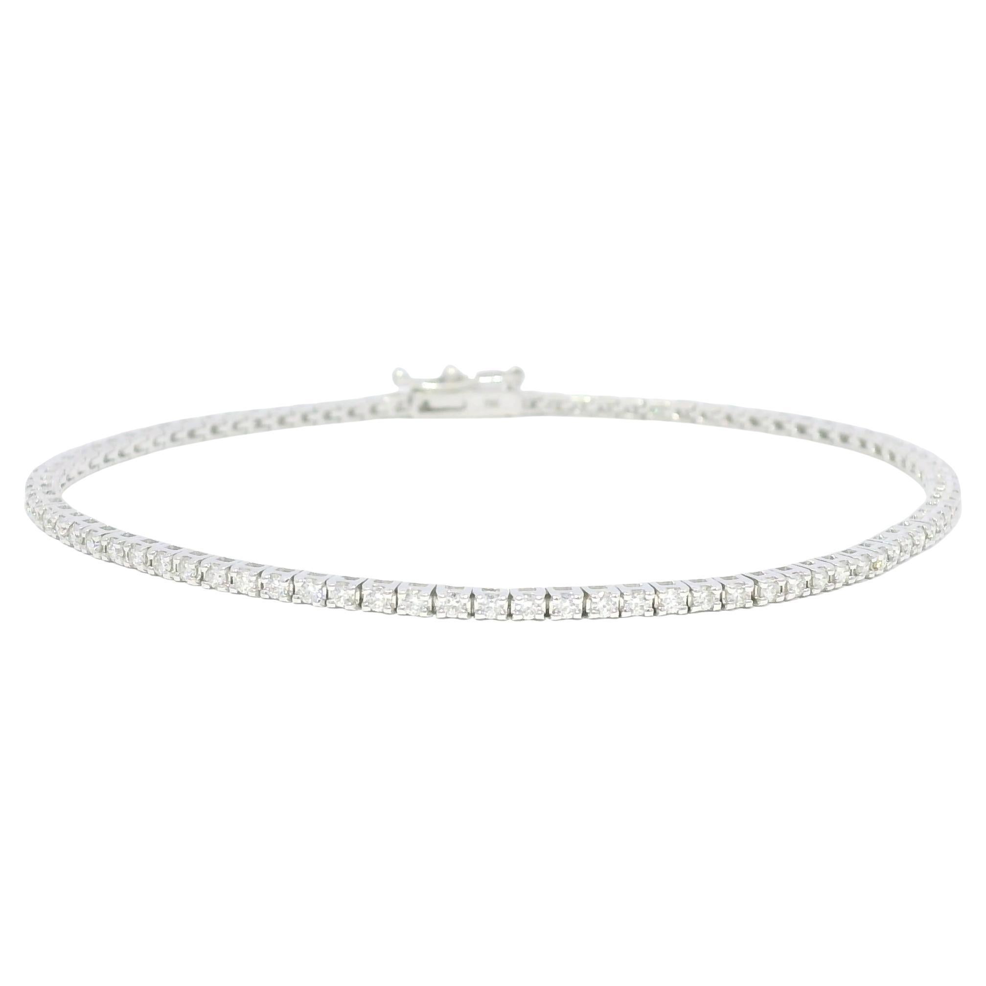 Natural 1.13 Carat Round Brilliant Diamond 18-Karat Tennis Bracelet En Stock