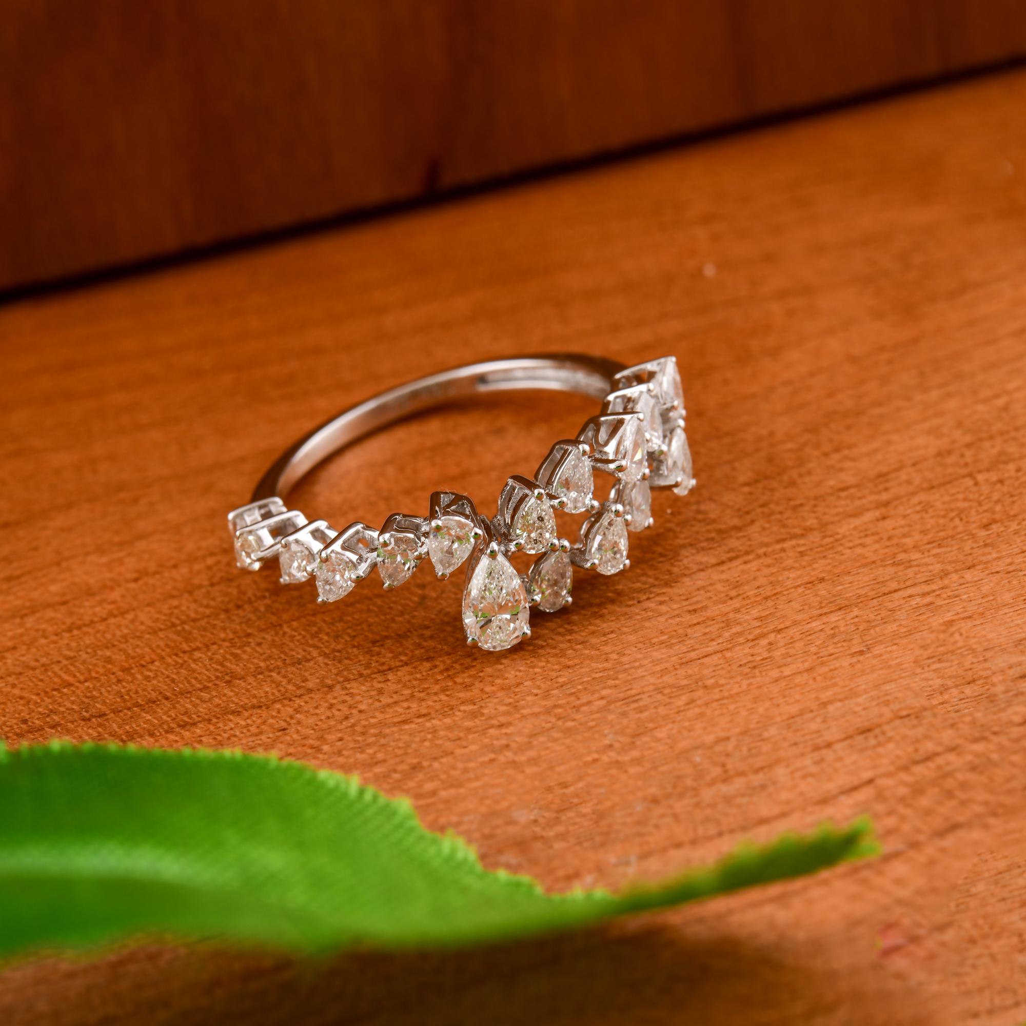 Natürlicher natürlicher 1,13 Karat SI Reinheit HI Farbe Diamantring 18 Karat Weißgold Schmuck (Tropfenschliff) im Angebot