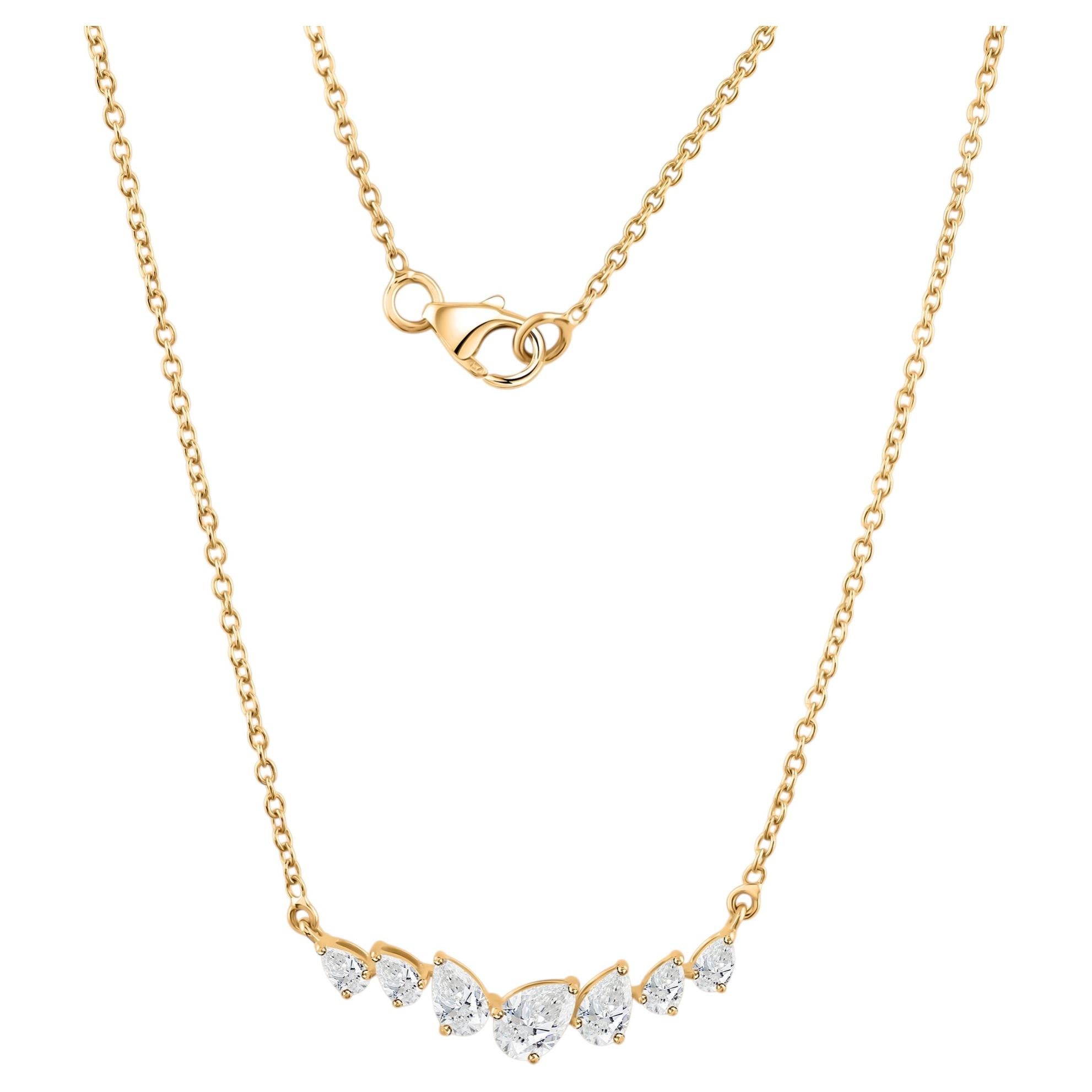 Natural 1.13 Carat SI/H Pear Diamond Pendant Necklace 18 Karat Yellow Gold
