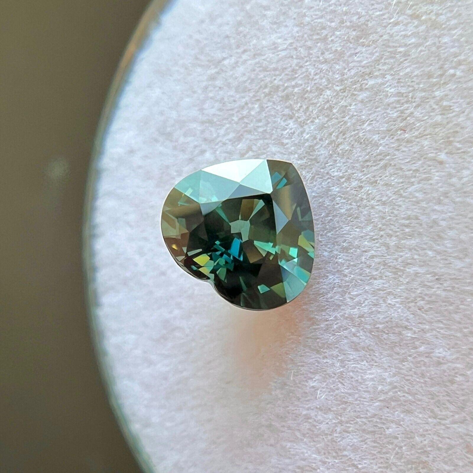 Zafiro natural de 1,13 ct Certificado GIA talla corazón verde azul sin tratar 6,3x5,8 mm Corte de corazón en venta