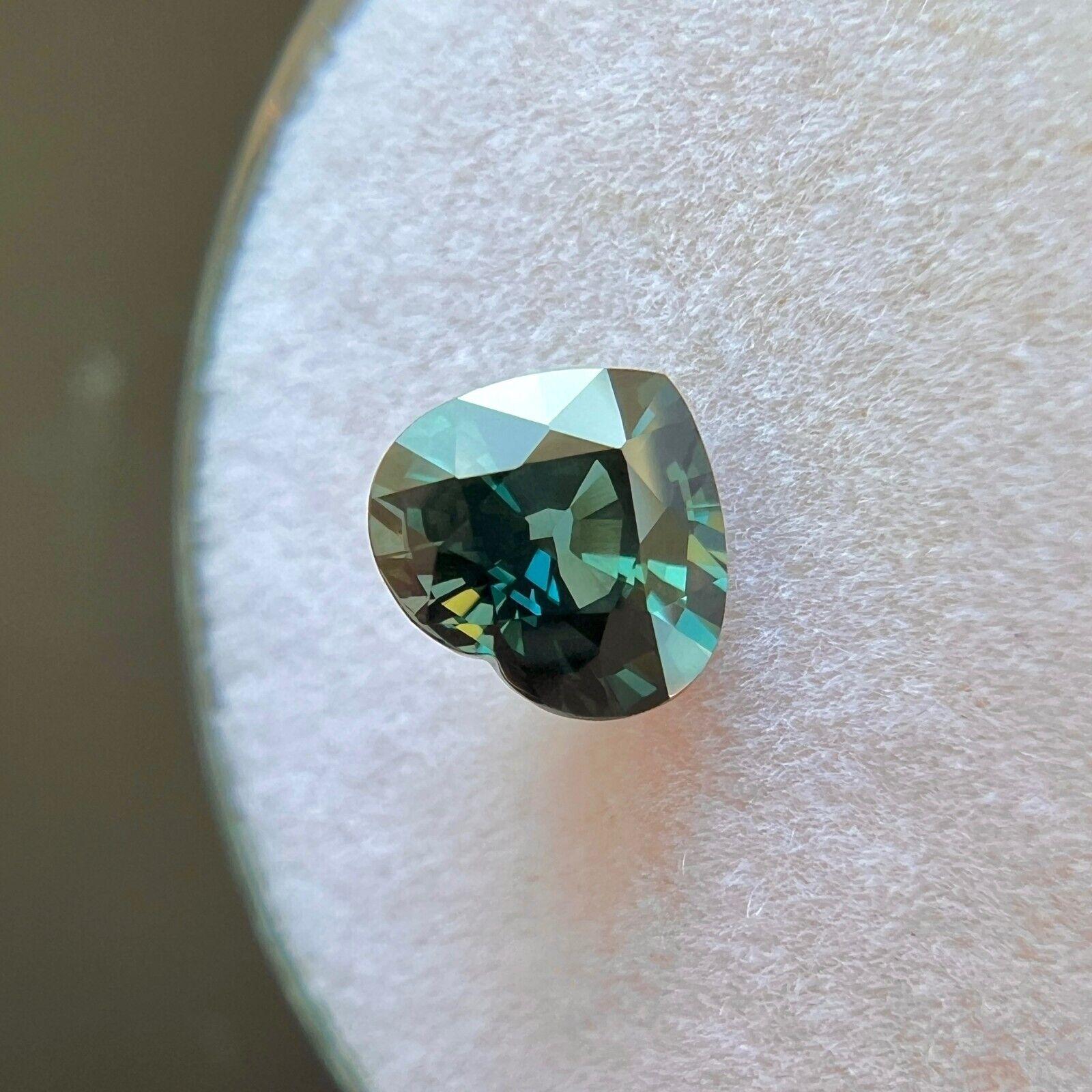 Zafiro natural de 1,13 ct Certificado GIA talla corazón verde azul sin tratar 6,3x5,8 mm en Nuevo estado para la venta en Birmingham, GB