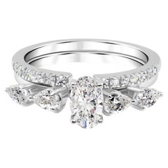 Nature 1.14 Carat SI Clarity HI Color Diamond Ring Set 18 Karat White Gold
