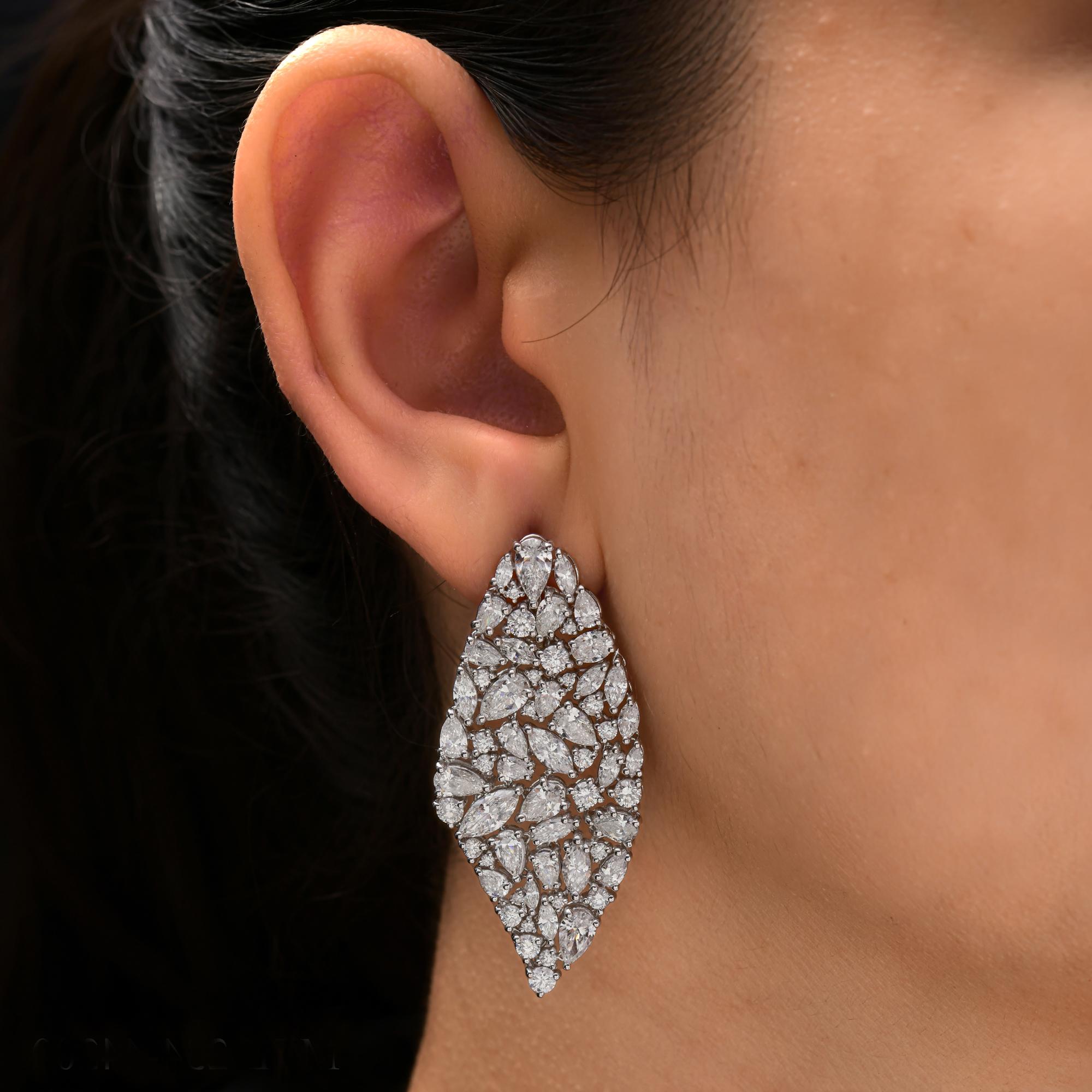 Taille poire Boucles d'oreilles en diamant naturel de 11,47 carats, pureté SI, couleur HI, or blanc 18 carats en vente
