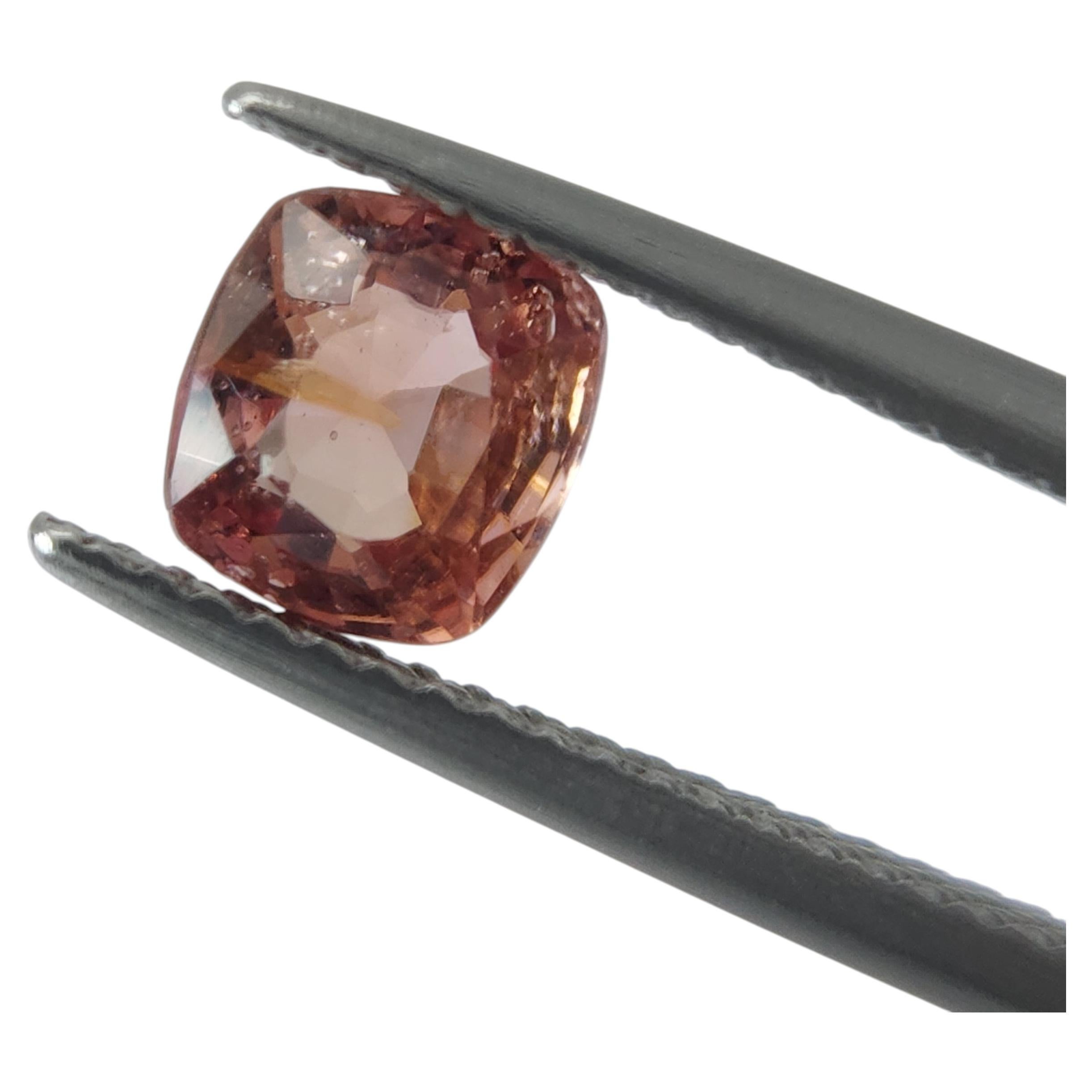 Natural 1.14ct Unheated Dark Peach Spinel Cushion Cut Gemstone For Sale