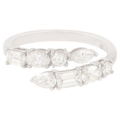 Anello Bypass aperto con diamante naturale da 1,15 carati a taglio misto SI/H Oro bianco 18 carati