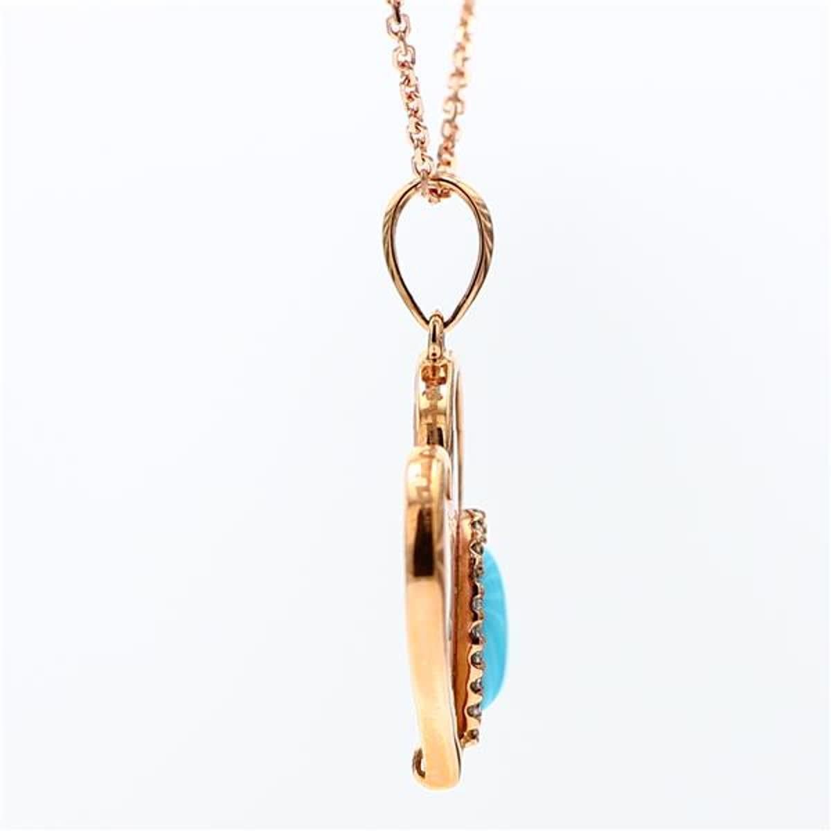Women's Natural Pink Shell/Turquoise and White Diamond 1.27 Carat TW Rose Gold Pendant For Sale