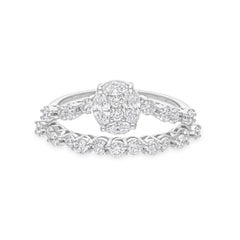 Anello nuziale con diamante naturale da 1,15 carati SI/H in oro bianco 14 carati Gioielli di pregio