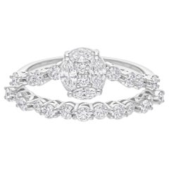 Alianza de boda con diamante natural SI/H de 1,15 quilates y oro blanco de 18 quilates Joyería fina