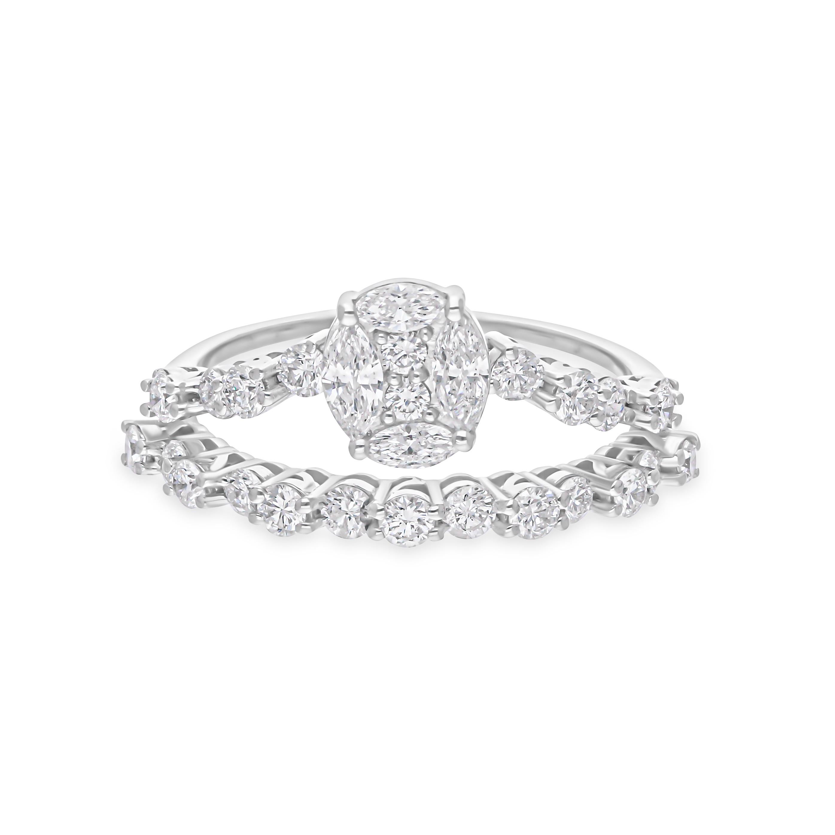 Natürlicher natürlicher 1,15 Karat SI/H Diamant-Hochzeitsring aus 18 Karat Weißgold feiner Schmuck