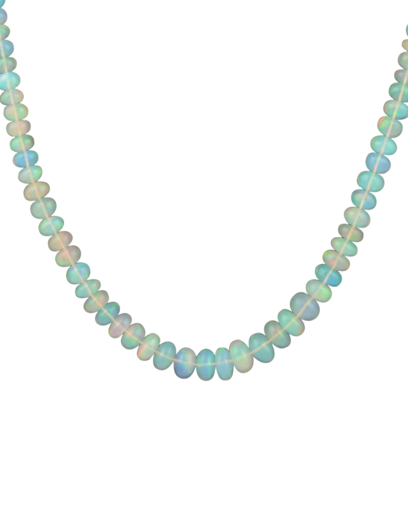 Natural 115 Ct Ethiopian Opal Bead Single Strand Necklace 14 Karat Yellow Gold For Sale 5