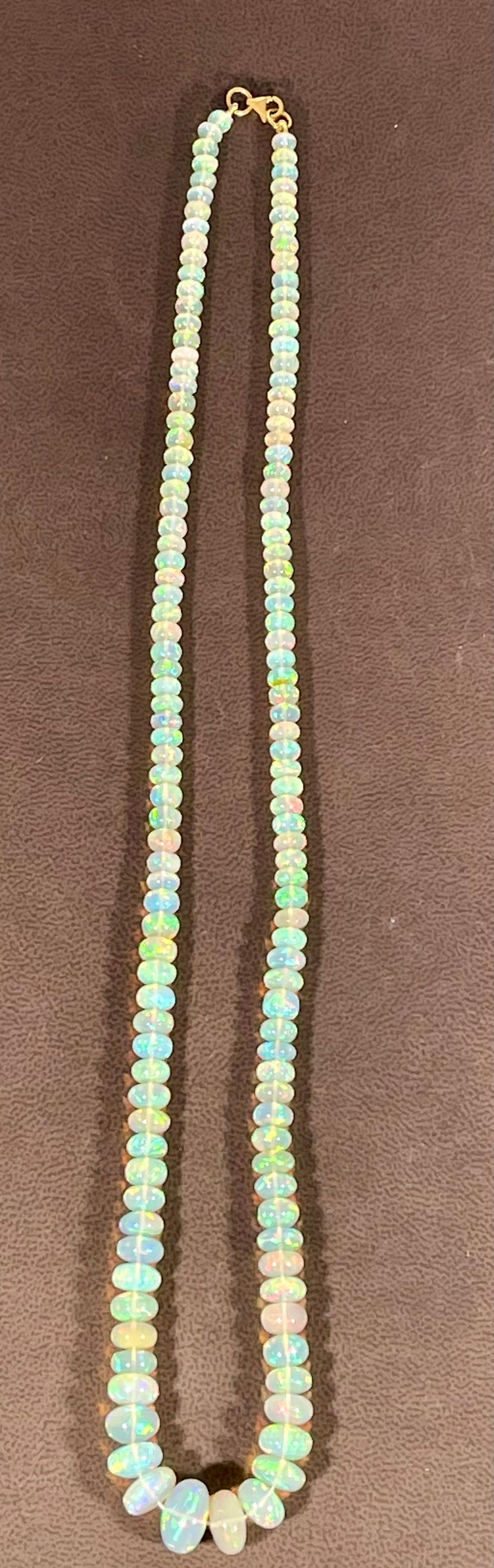 Natural 115 Ct Ethiopian Opal Bead Single Strand Necklace 14 Karat Yellow Gold For Sale 7