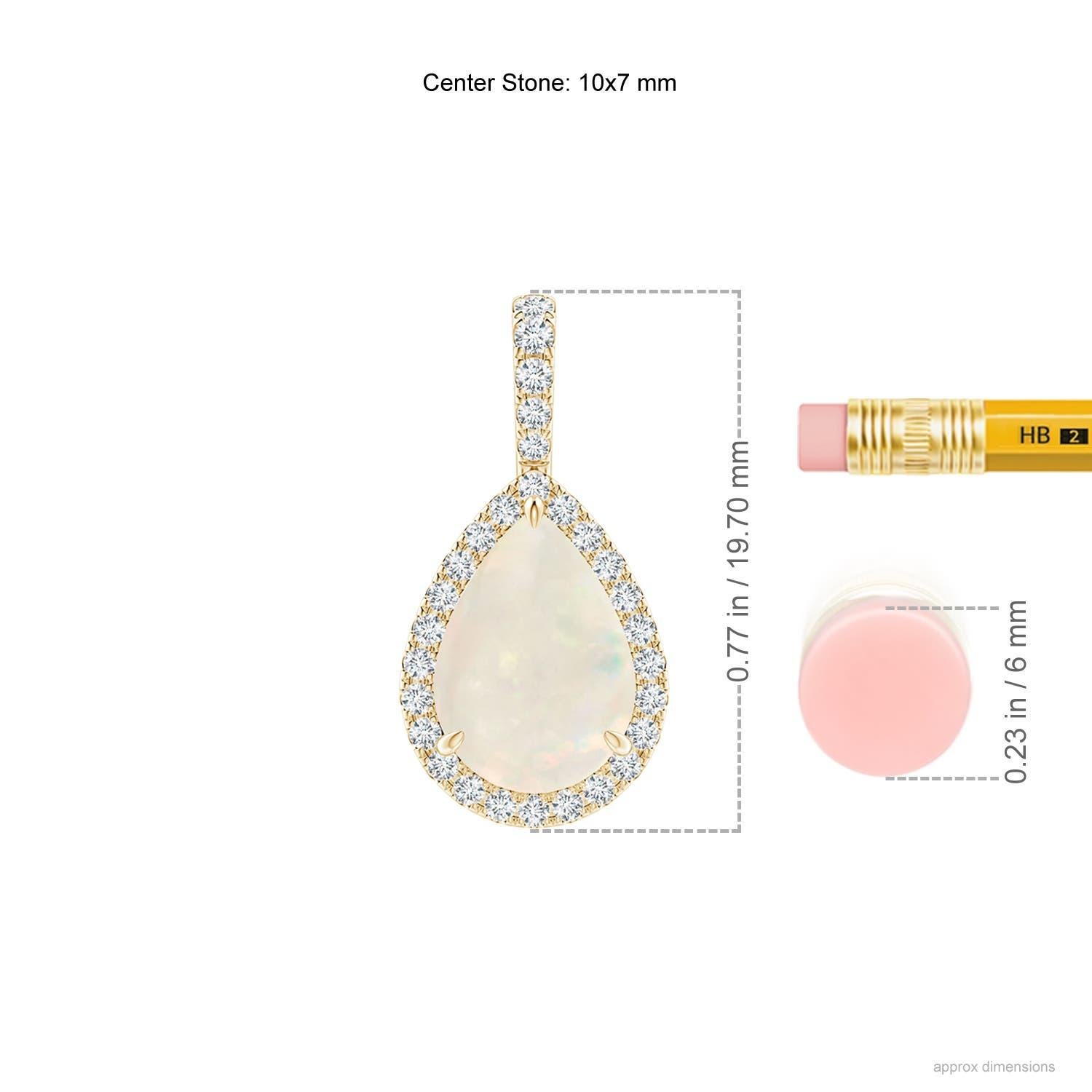 Moderne Pendentif goutte d'opale naturelle de 1,15 ct avec halo de diamant en or jaune 14K en vente