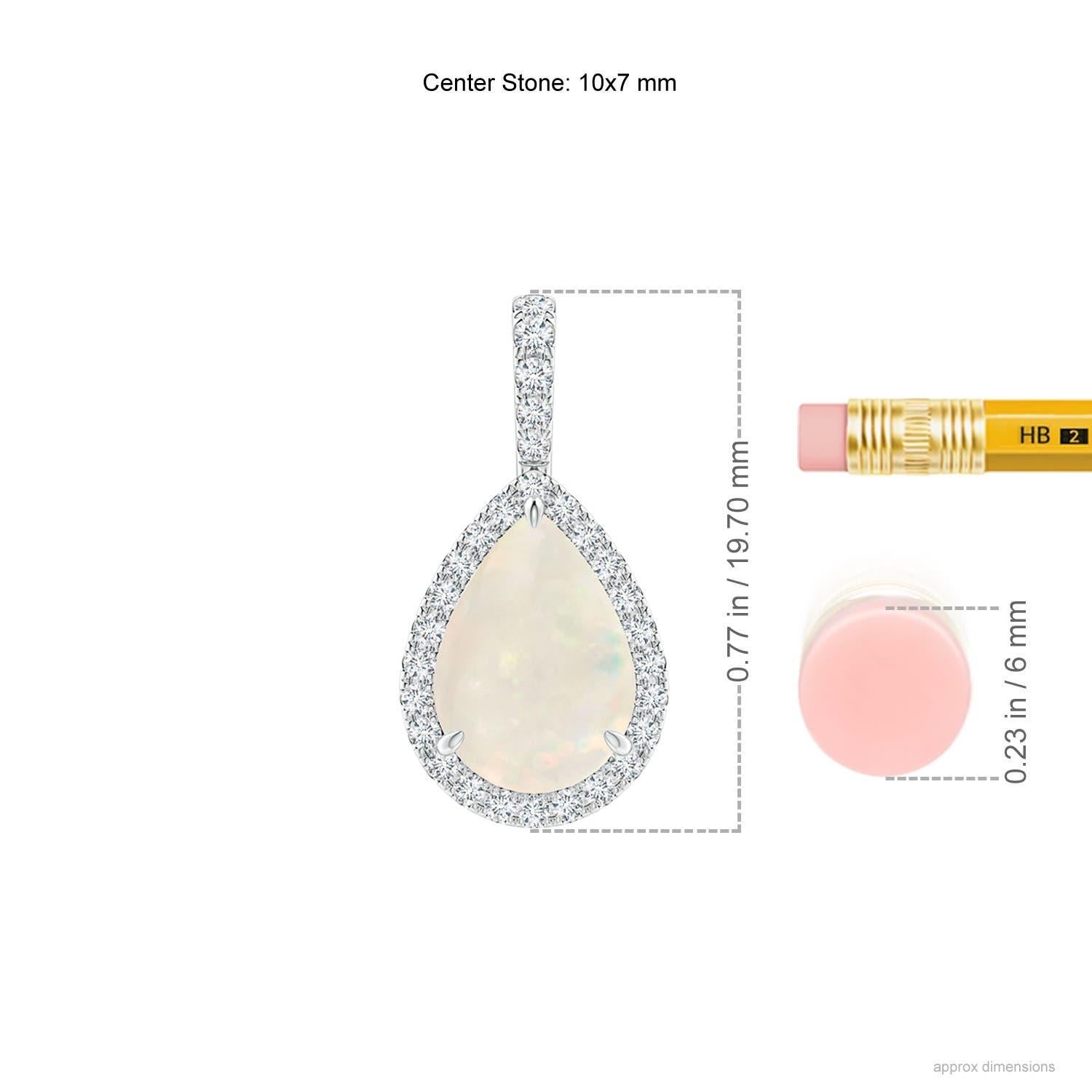 Moderno Ciondolo a goccia con opale naturale da 1,15 ct e aureola di diamanti in oro bianco 18 carati in vendita