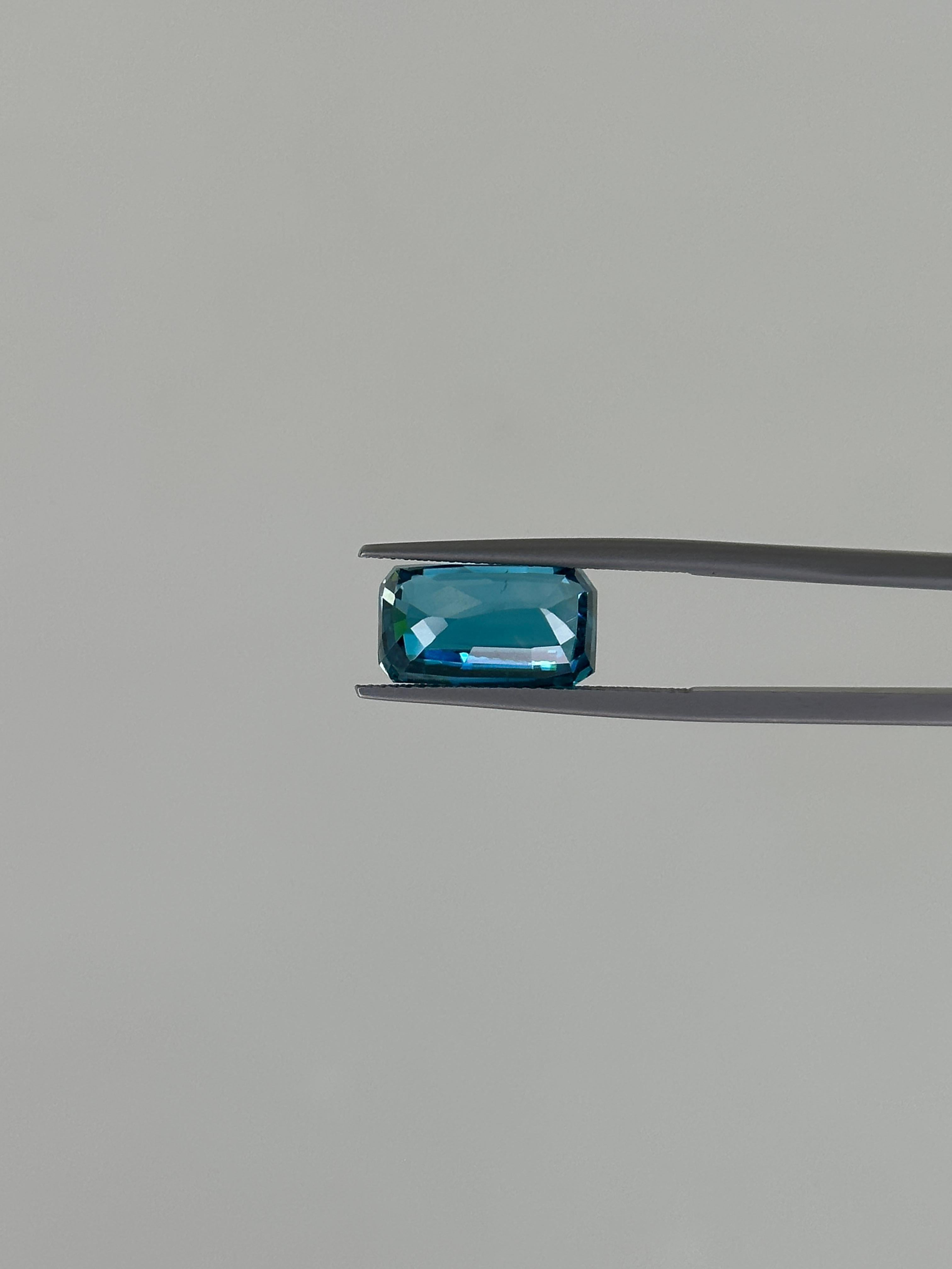 Octagon Cut Natural 11.56 Carat 'Ocean Blue' Zircon from Cambodia For Sale