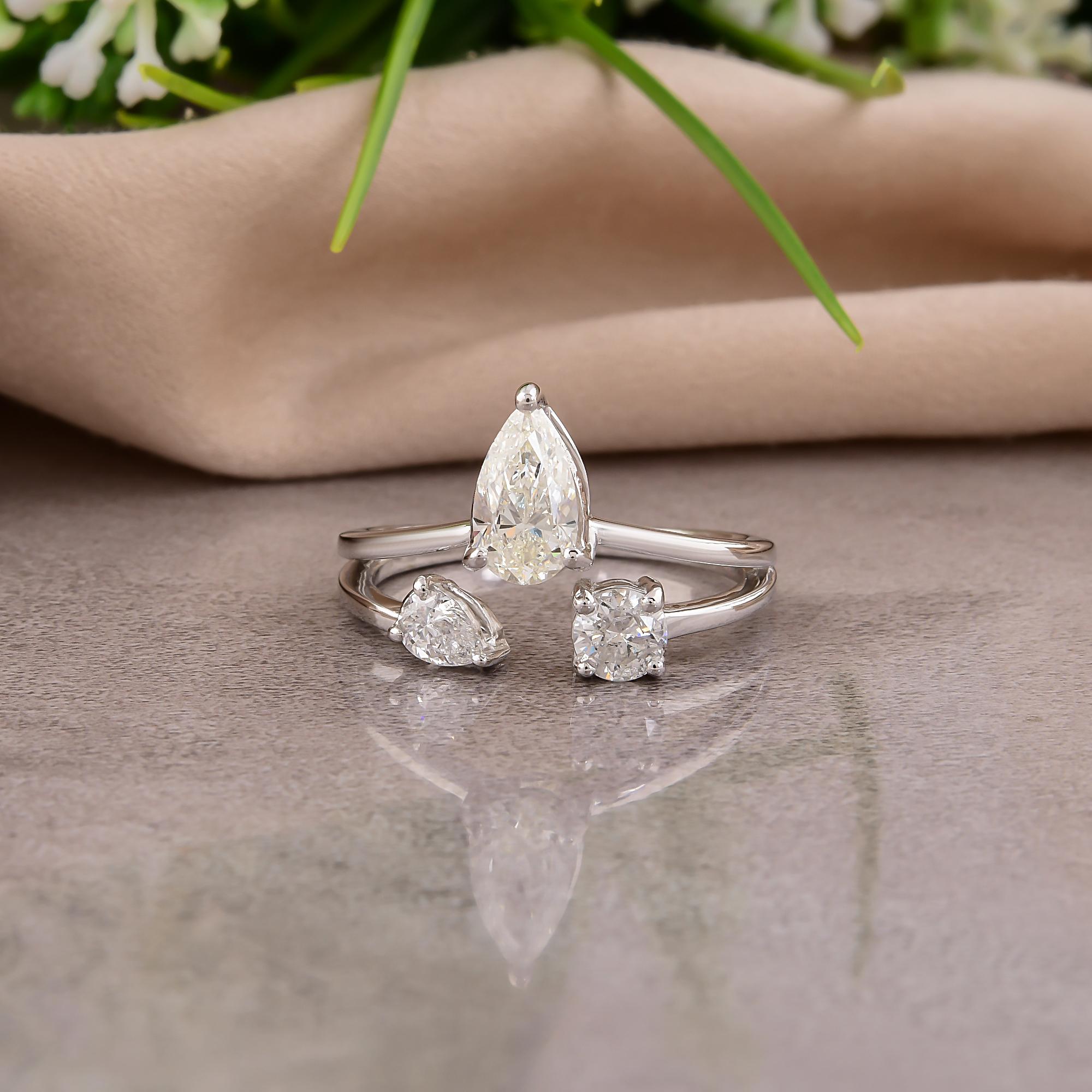 Modern Natural 1.16 Carat SI/H Pear Round Diamond Earrings 14 Karat White Gold Jewelry For Sale