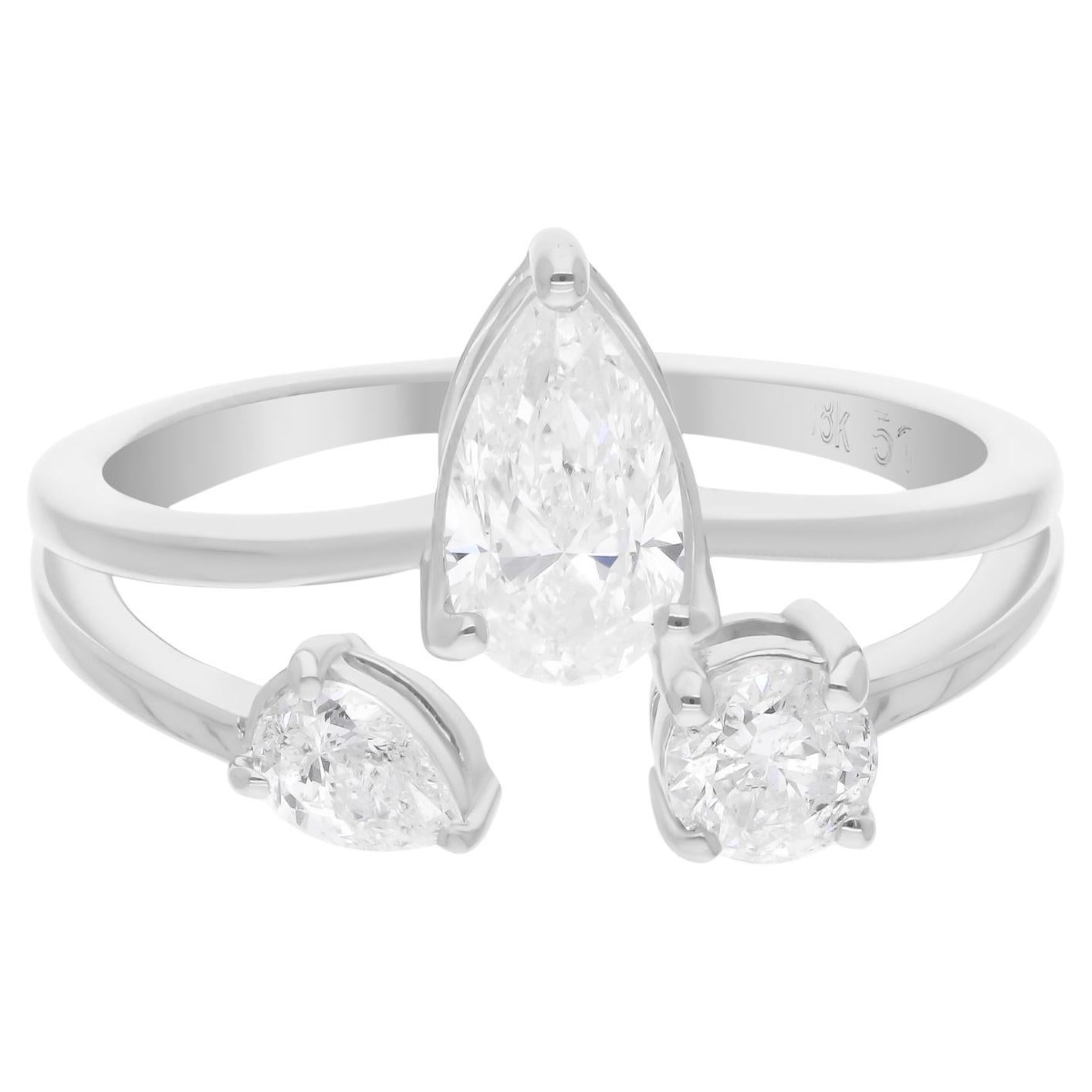 Pendientes de diamantes redondos pera SI/H naturales de 1,16 quilates Joyas de oro blanco de 14 quilates