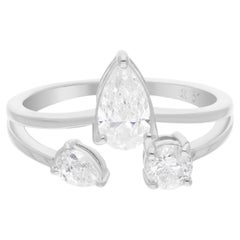 Boucles d
oreilles en or blanc 14 carats avec diamants ronds taille poire de 1,16 carat SI/H