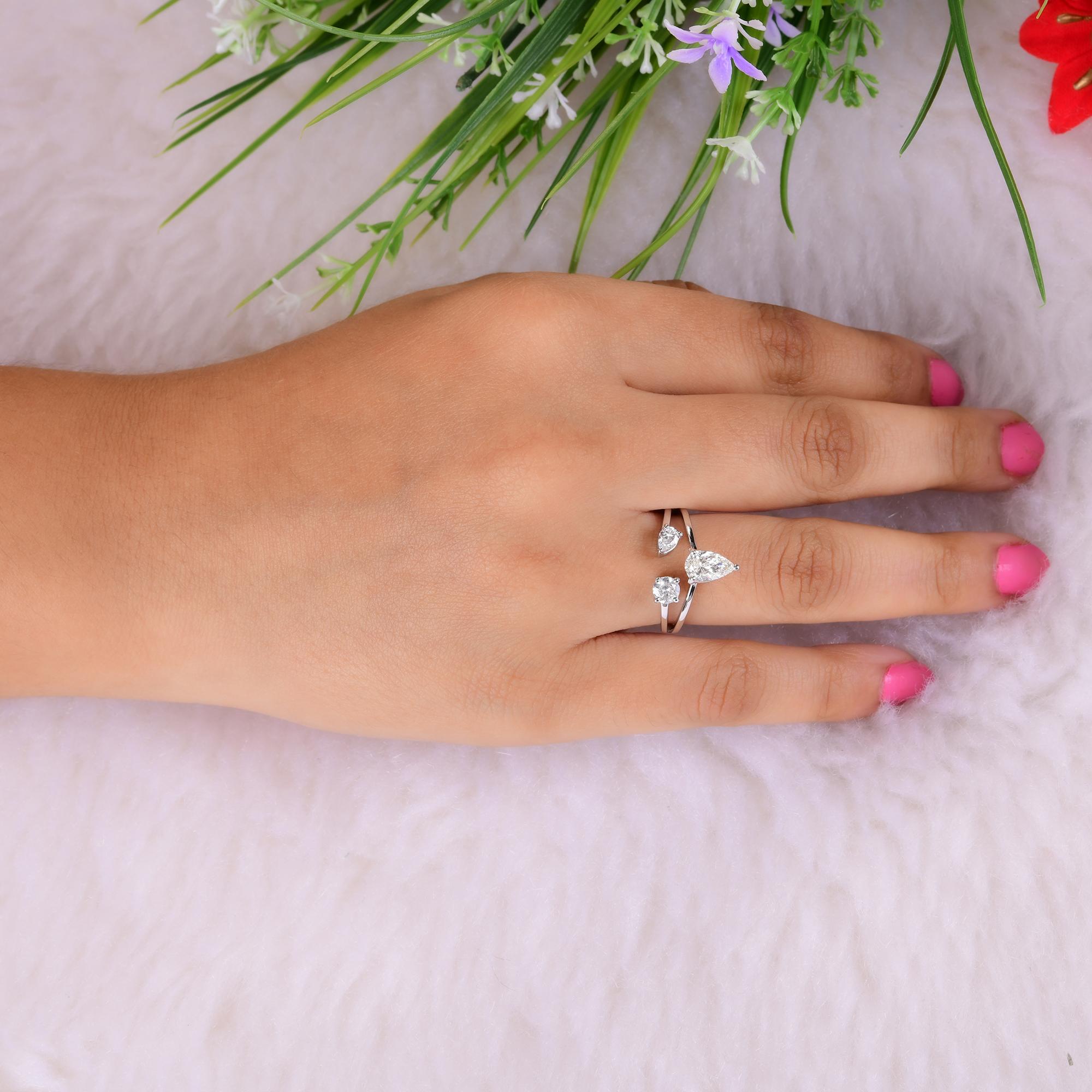 Pendientes de diamantes redondos pera SI/H naturales de 1,16 quilates Joyas de oro blanco de 18 quilates Corte pera en venta