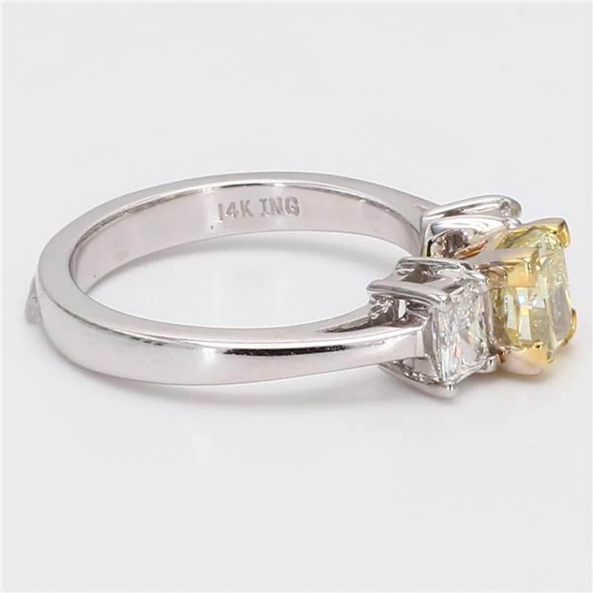 Contemporary Natural Yellow Radiant and White Diamond 1.83 Carat TW Gold Engagement Ring