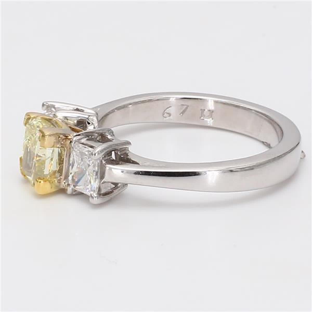 Radiant Cut Natural Yellow Radiant and White Diamond 1.83 Carat TW Gold Engagement Ring