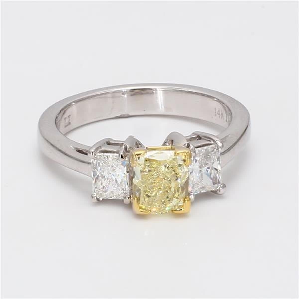 Women's Natural Yellow Radiant and White Diamond 1.83 Carat TW Gold Engagement Ring