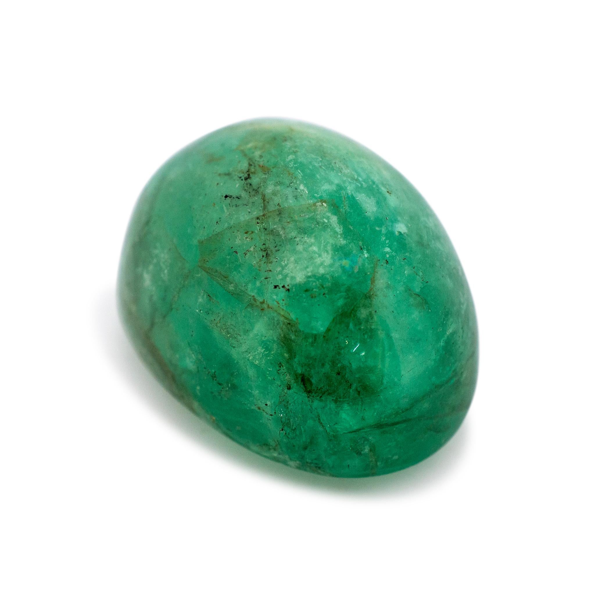 Una gemma sciolta descritta come segue...

Uno (1) smeraldo naturale, di forma ovale e taglio cabochon:

Specie: Berillo naturale
Varietà: Smeraldo naturale
Misure: 31,70 mm x 24,30 mm x 20,48 mm di profondità.
Peso in carati: 116.17 ct.
Stile di
