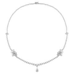 Natural 11.69 Carat SI Clarity HI Color Pear Diamond Necklace 14k White Gold
