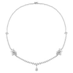 Collier en or blanc 18 carats avec diamants poire naturels de 11,69 carats de pureté SI de couleur hi-colore