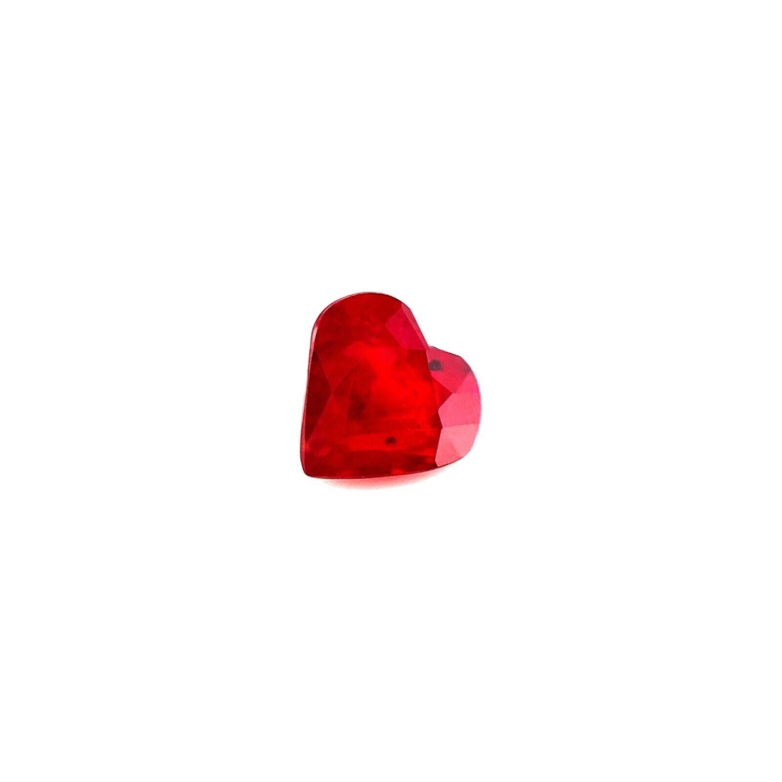 Natural 1.16Ct Deep Red Ruby Heart Cut Loose Rare Gemstone 6.5x6mm

Fine Natural Deep Red Heart Cut Ruby.
1.16 Carat with an excellent heart cut and beautiful deep 'cherry' red colour.
The clarity on this stone is good, a clean stone with only some