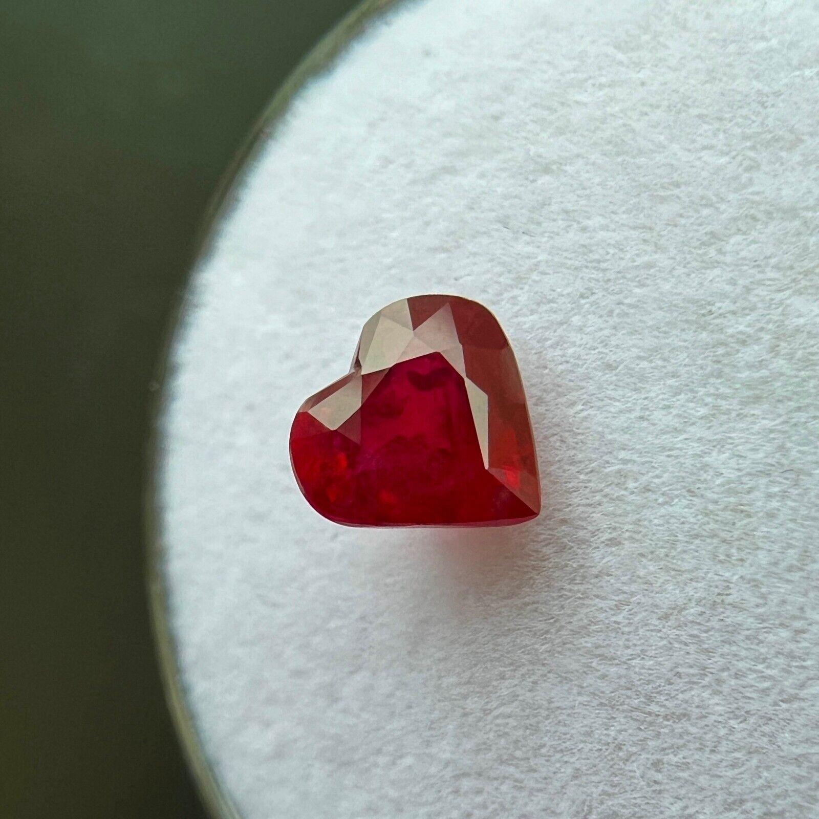 Natural 1.16Ct Deep Red Ruby Heart Cut Loose Rare Gemstone 6.5x6mm In New Condition For Sale In Birmingham, GB