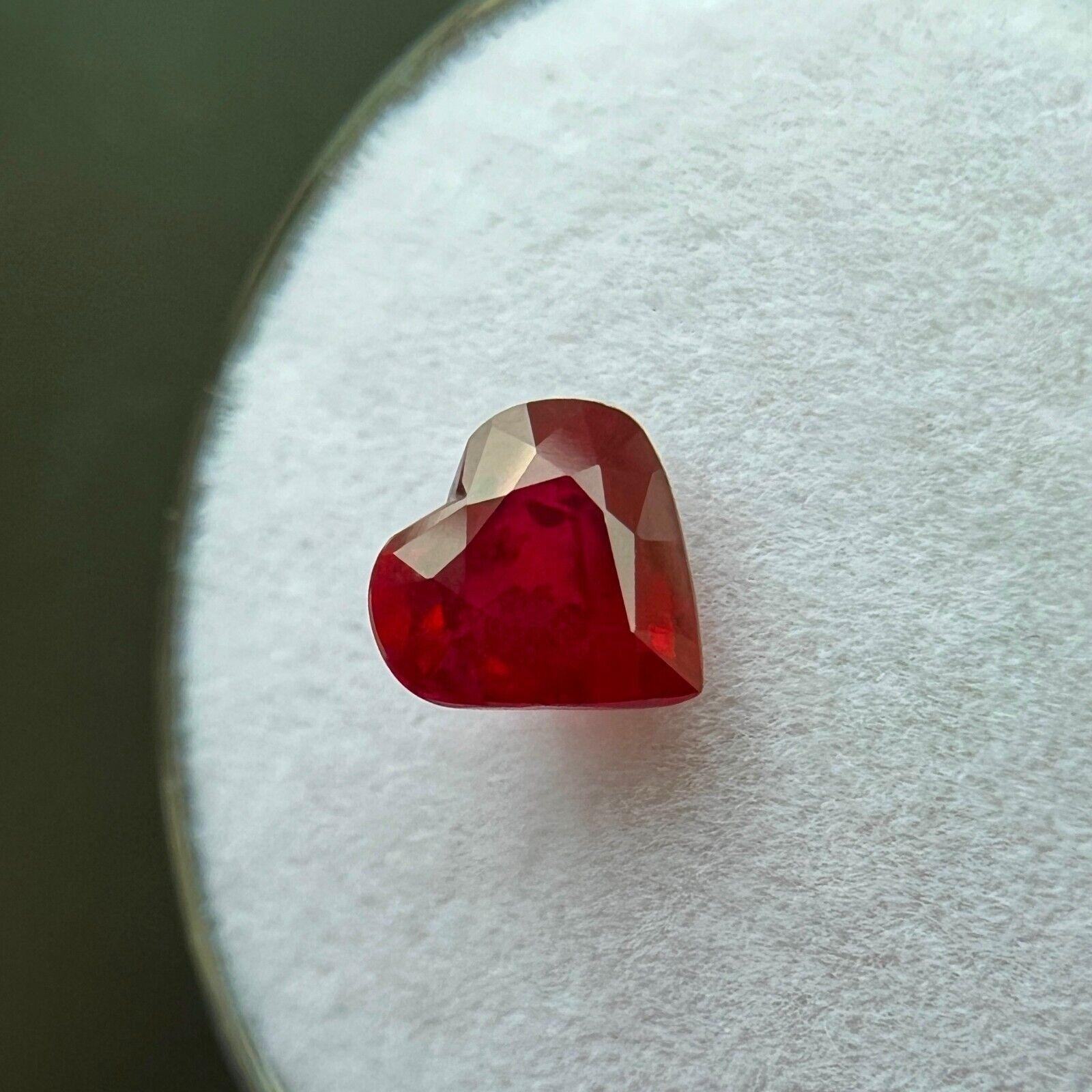 Women's or Men's Natural 1.16Ct Deep Red Ruby Heart Cut Loose Rare Gemstone 6.5x6mm For Sale