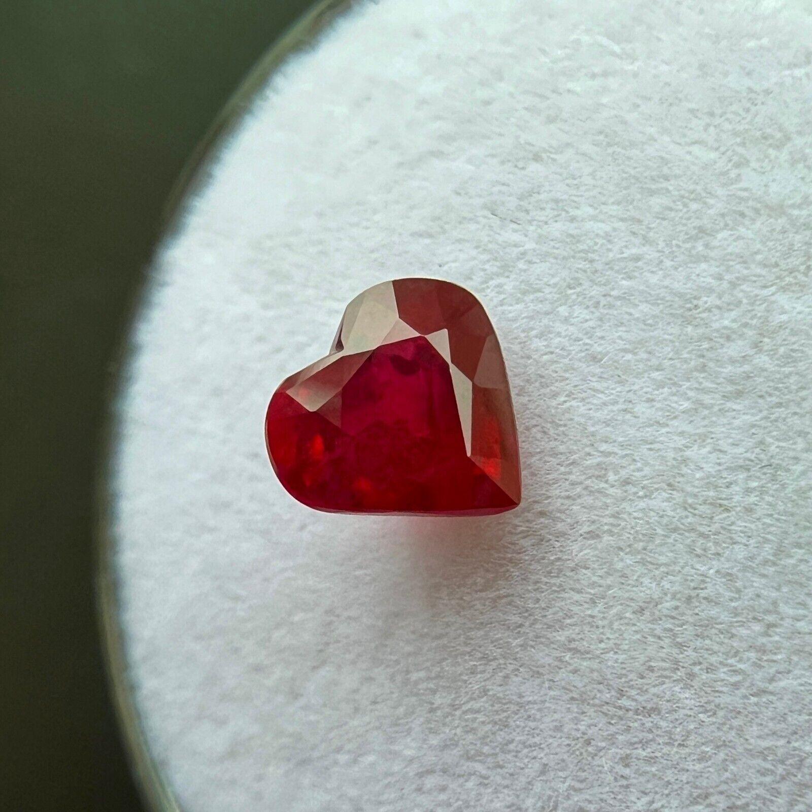 Natural 1.16Ct Deep Red Ruby Heart Cut Loose Rare Gemstone 6.5x6mm For Sale 2