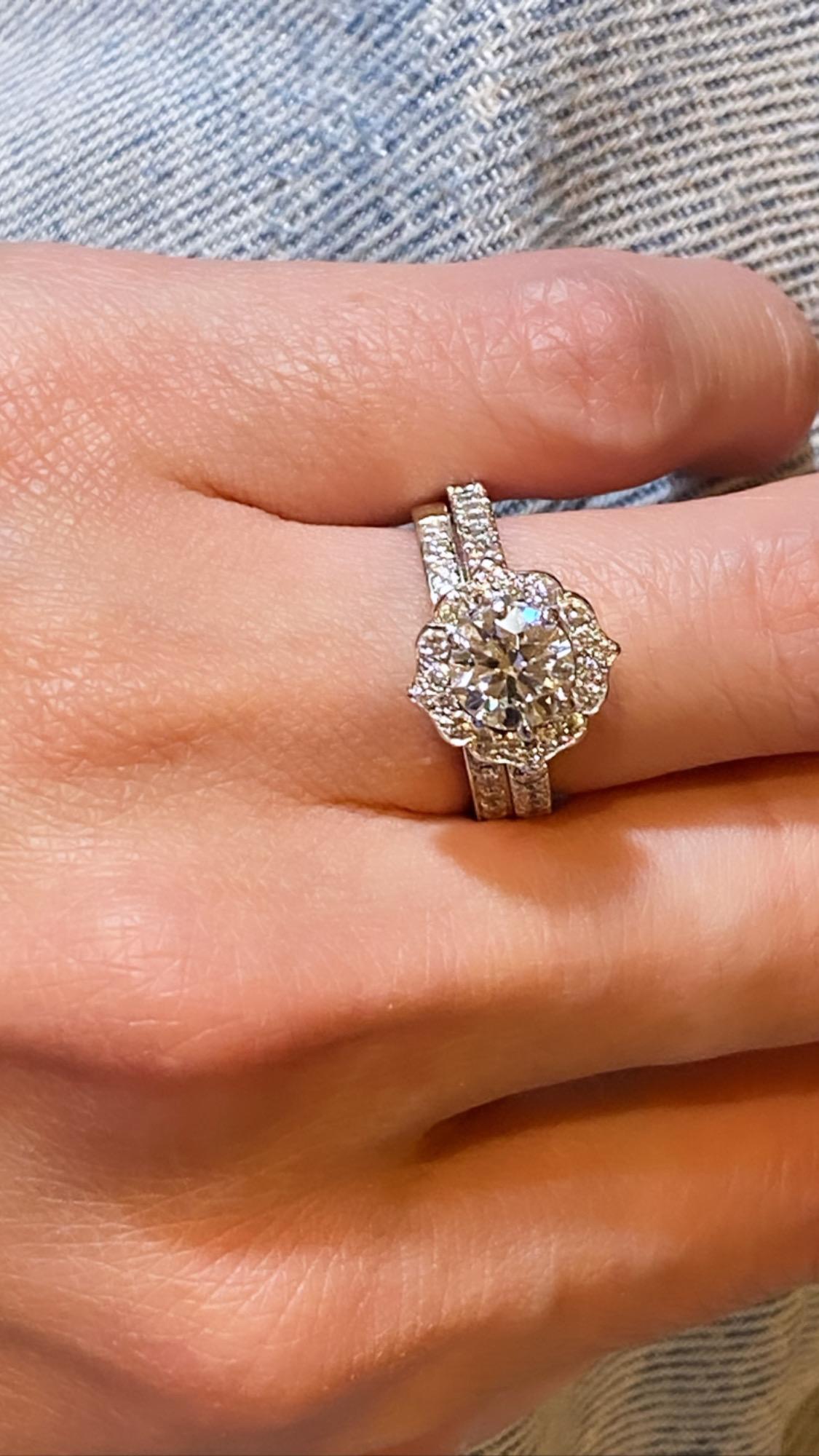 Look no further... dazzling & eye-catching, 
this set is virtually ideal wedding set,
as it features best quality materials, 
impressive 2.15ct (tcw) natural diamonds, 
timeless design & impeccable provenance!

~~~


- The Engagement Ring 
features