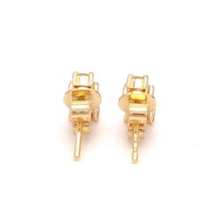 Natural 1.16cts Pink Sapphire & 0.21cts Diamond Round Studs Earrings in 14k Gold
