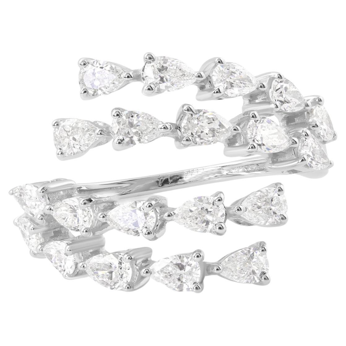 Bague enveloppante en or blanc 14 carats avec diamant naturel de 1,17 carat de pureté SI de couleur hi-colore