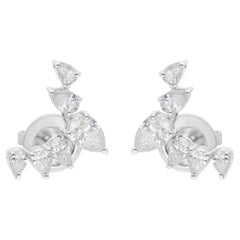 Natural 1.17 Carat SI Clarity HI Color Pear Diamond Earrings 18 Karat White Gold
