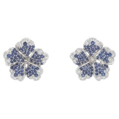 Natural 1.17CTS Blue Sapphire & 0.32CTS Diamond Earring in 18k Gold