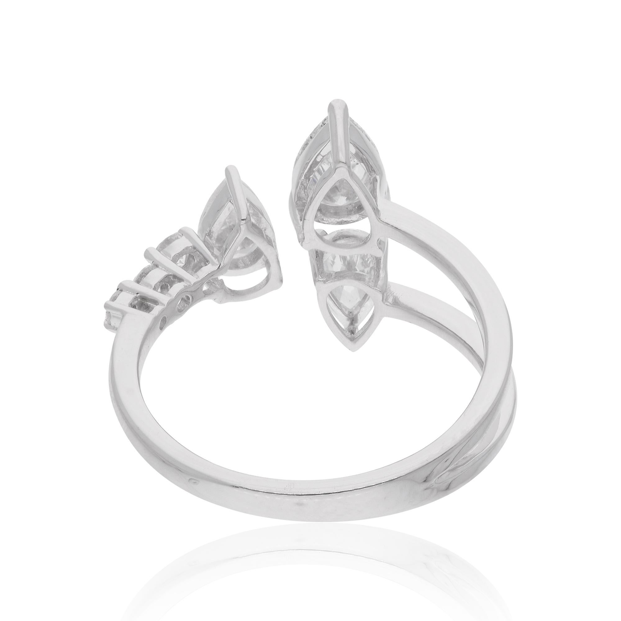 Im Angebot: Natürlicher 1,18 Karat Diamant Offener Manschettenring 14 Karat Weißgold Handgefertigter Schmuck () 5