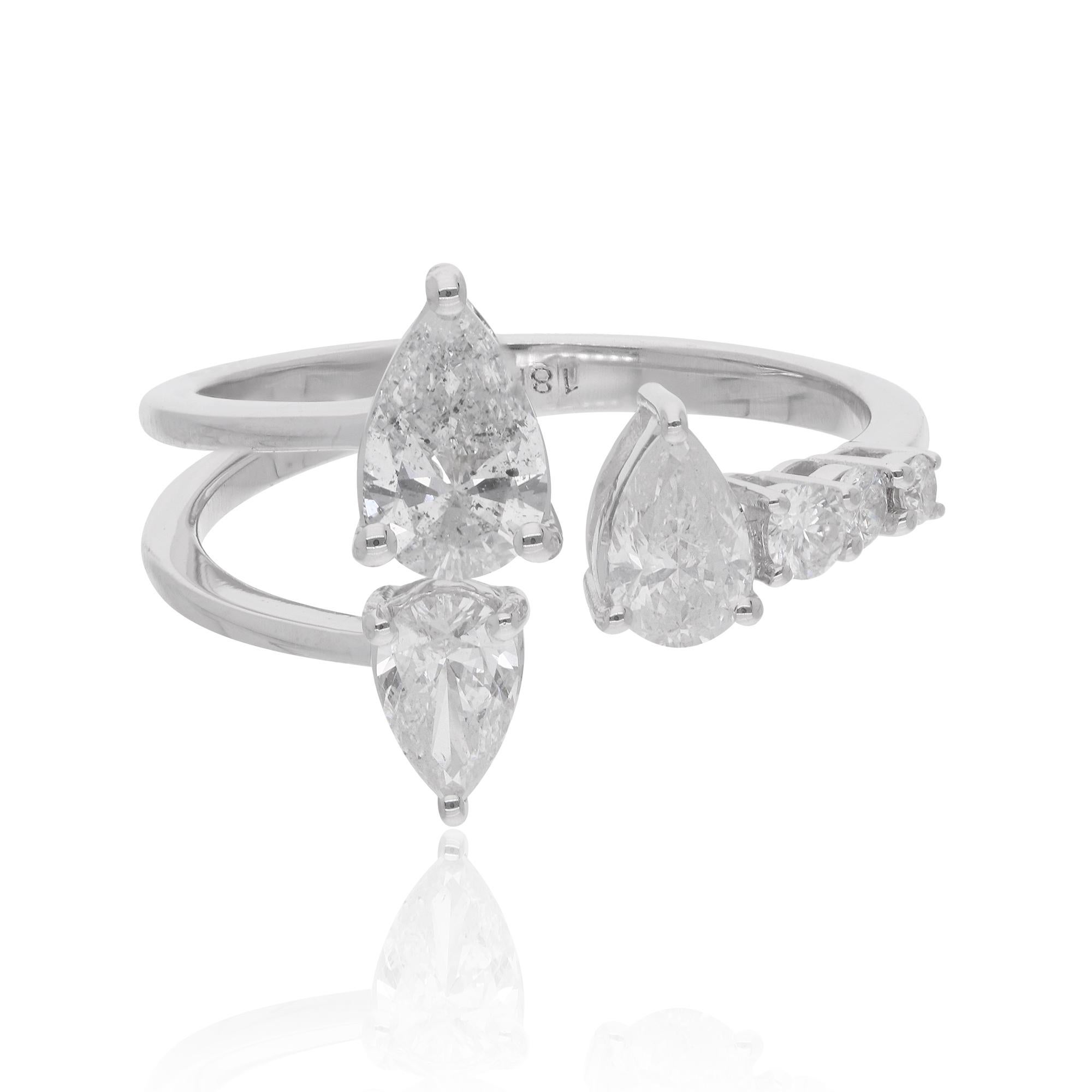 Im Angebot: Natürlicher 1,18 Karat Diamant Offener Manschettenring 14 Karat Weißgold Handgefertigter Schmuck () 7