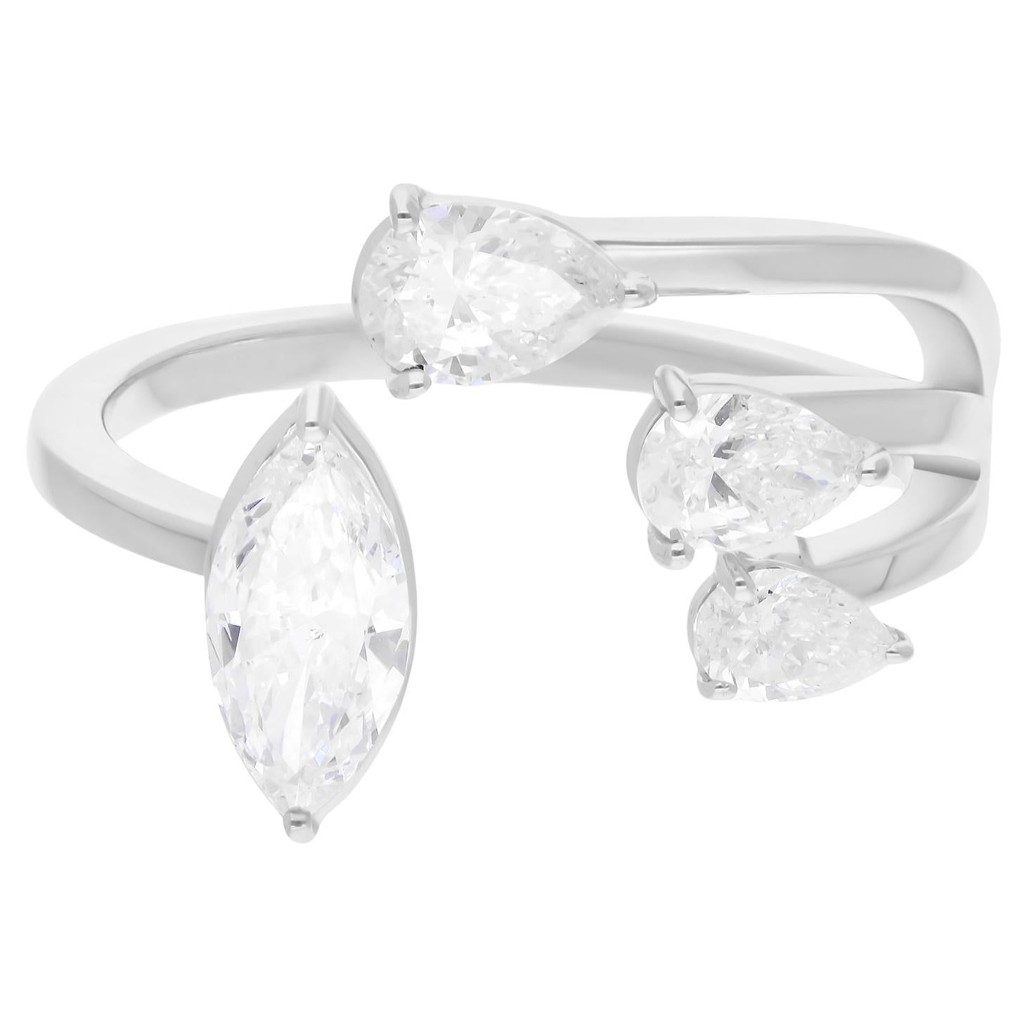 Natürlicher natürlicher 1,18 Karat SI/H birnenförmiger Diamantring aus 14 Karat Weißgold mit Brillantschliff