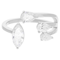 Natürlicher natürlicher 1,18 Karat SI/H birnenförmiger Diamantring aus 14 Karat Weißgold mit Brillantschliff