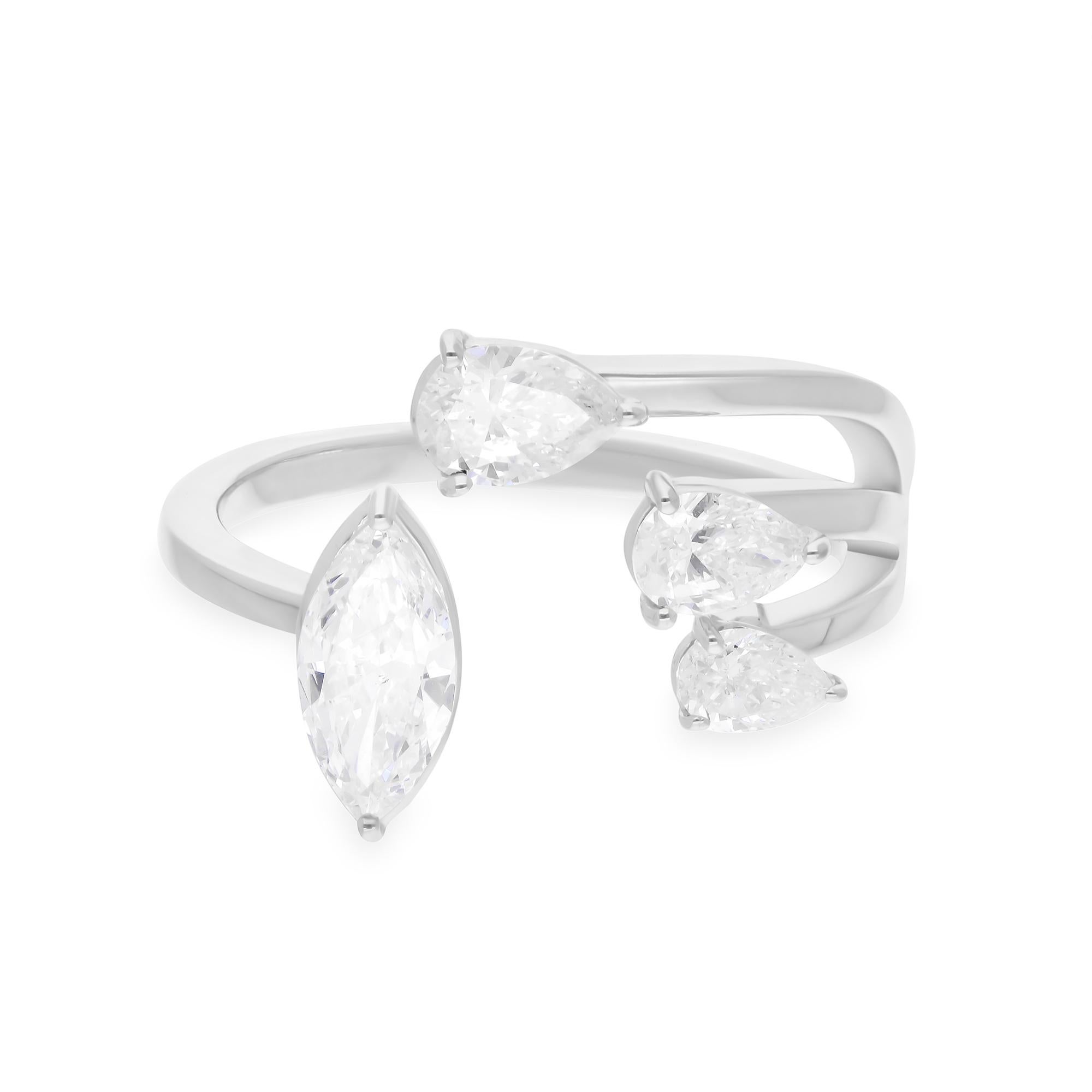 Natural 1.18 Carat SI/H Pear Brilliant Cut Diamond Ring 18 Karat White Gold