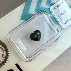 Natural 1.18Ct Deep Green Blue Teal Sapphire Heart Cut IGI Certified Gemstone