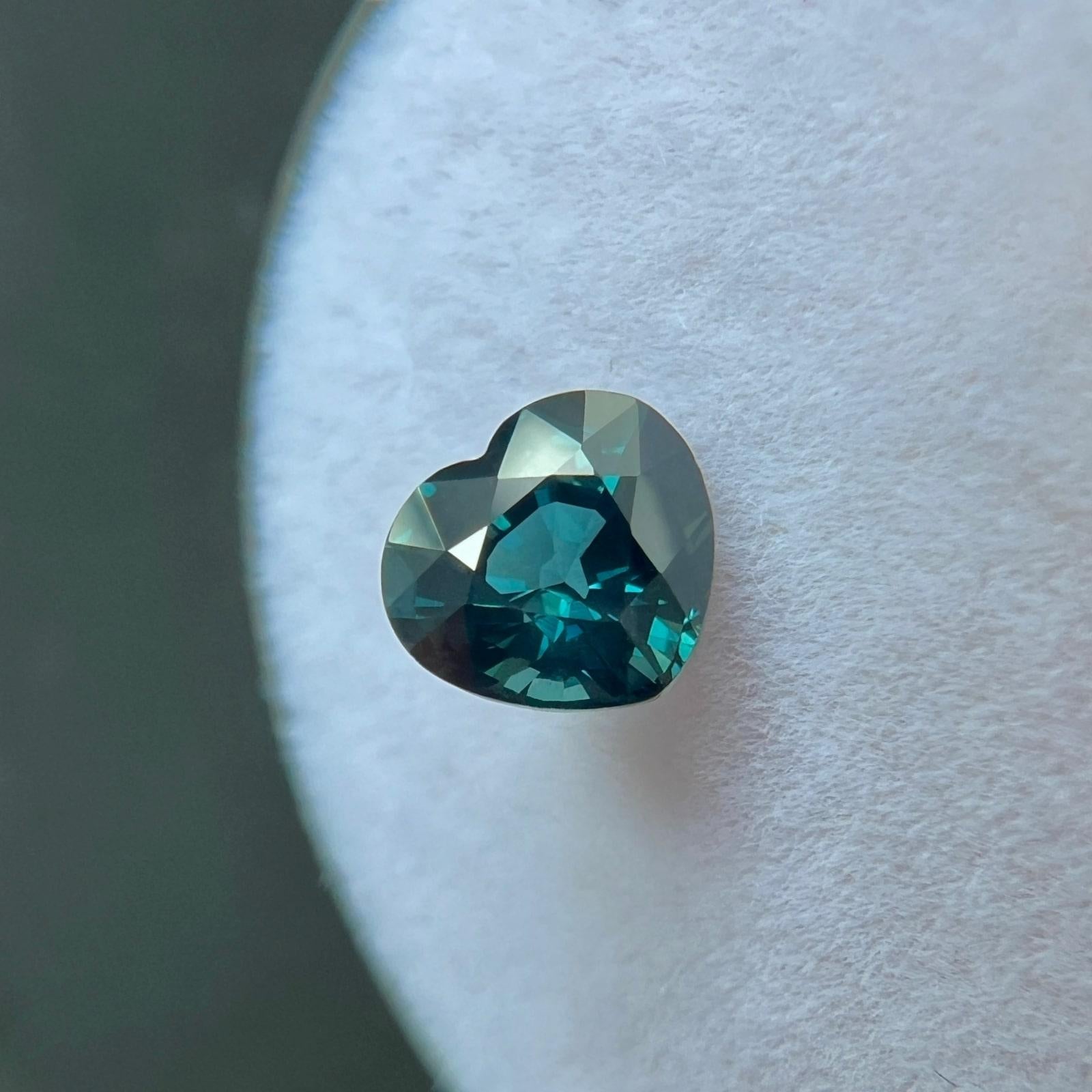 Women's or Men's Natural 1.18Ct Untreated Green Blue Sapphire Gia Certified Unheated Heart Cut For Sale