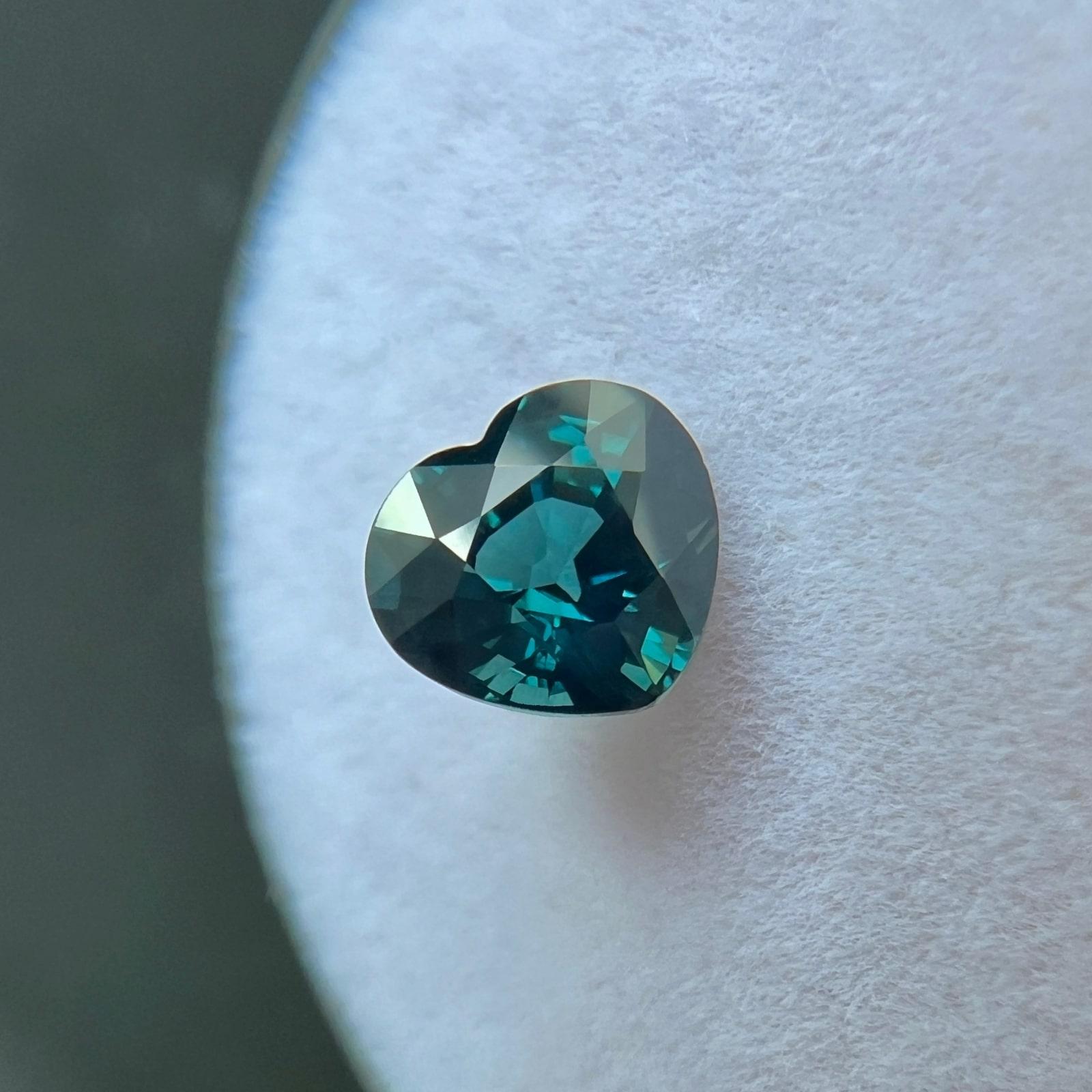 Natural 1.18Ct Untreated Green Blue Sapphire Gia Certified Unheated Heart Cut For Sale 1